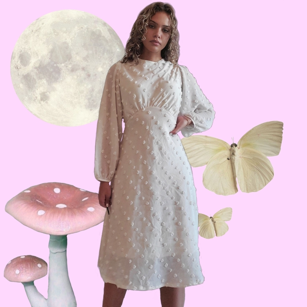 Chicwish Cotton Candy Sheer Maxi Dress in Cream